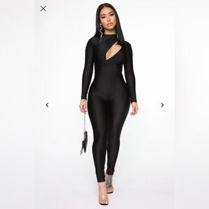 Fashion Nova Black Cutout Long-Sleeve Jumpsuit 3x